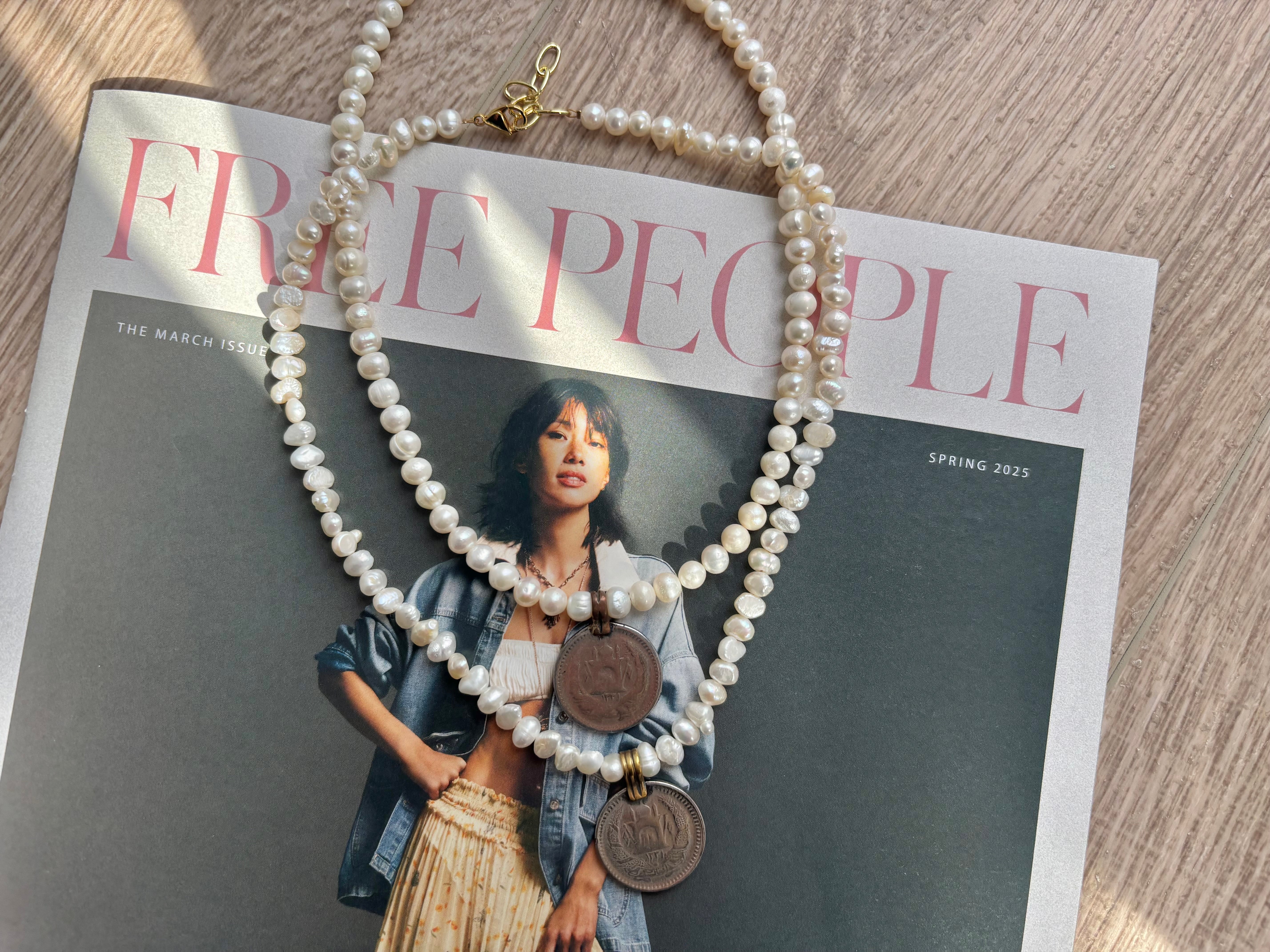 Vintage Coin Pearl Necklace