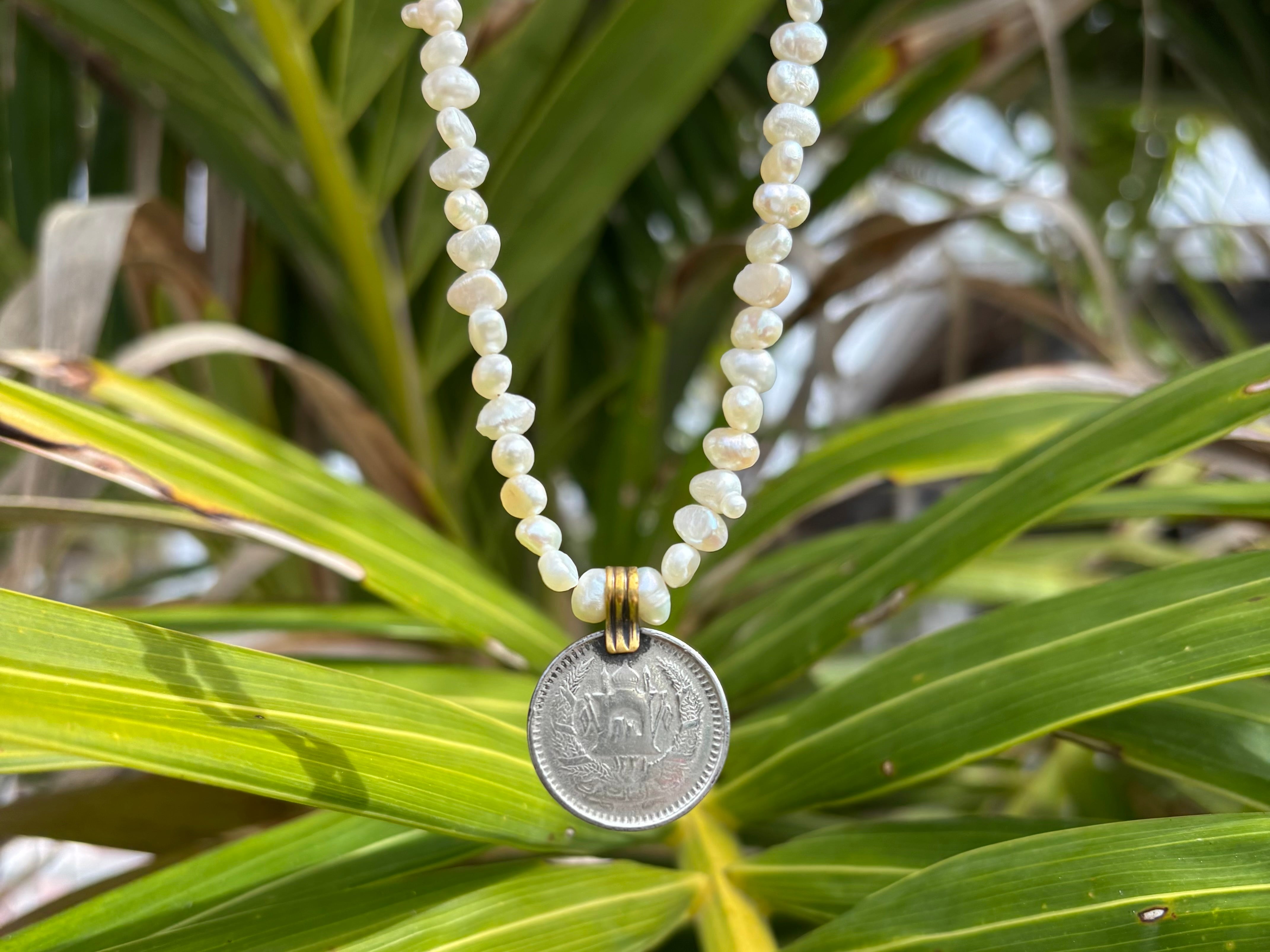 Vintage Coin Pearl Necklace