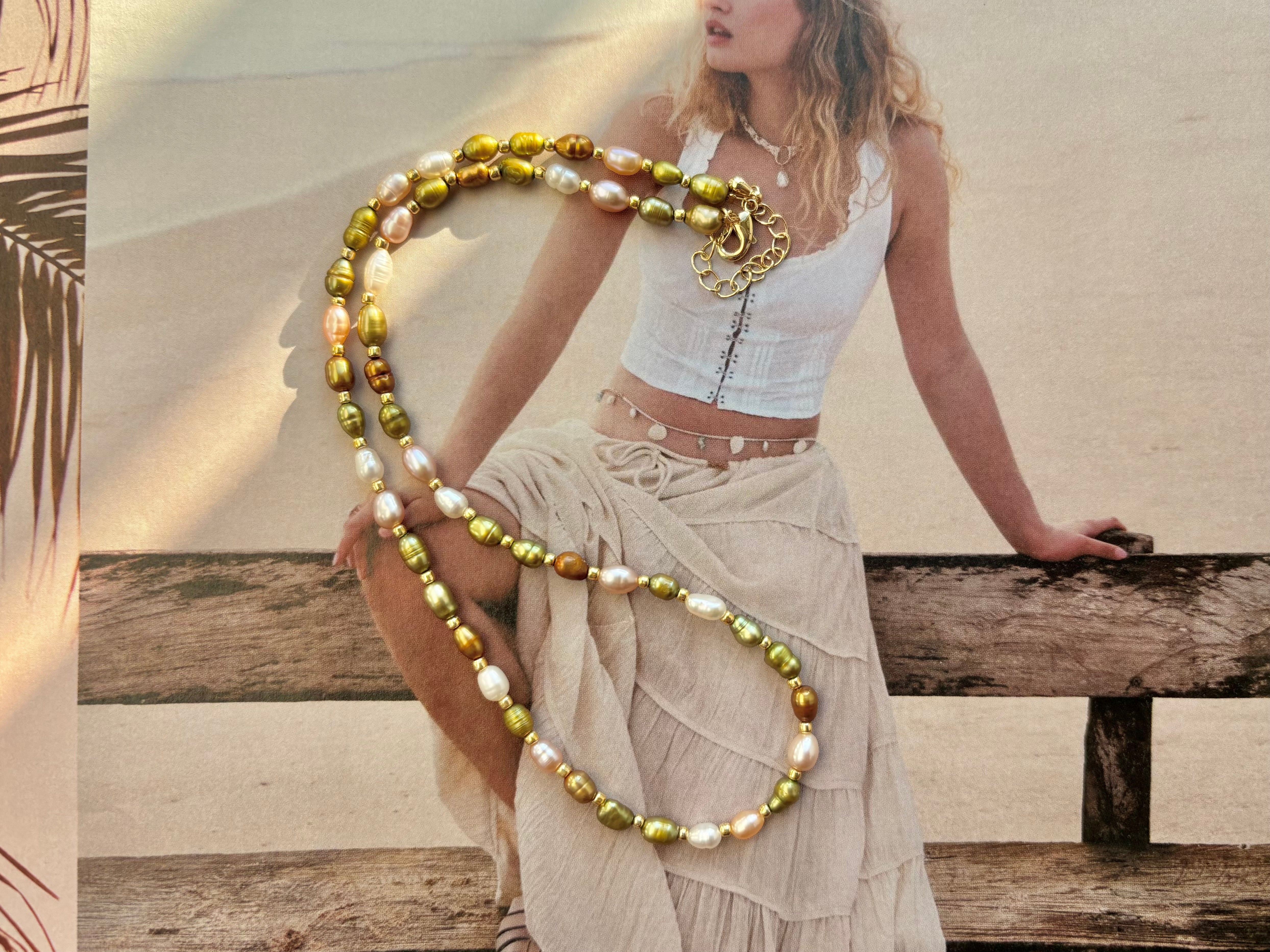 Olivine Pearl Necklace