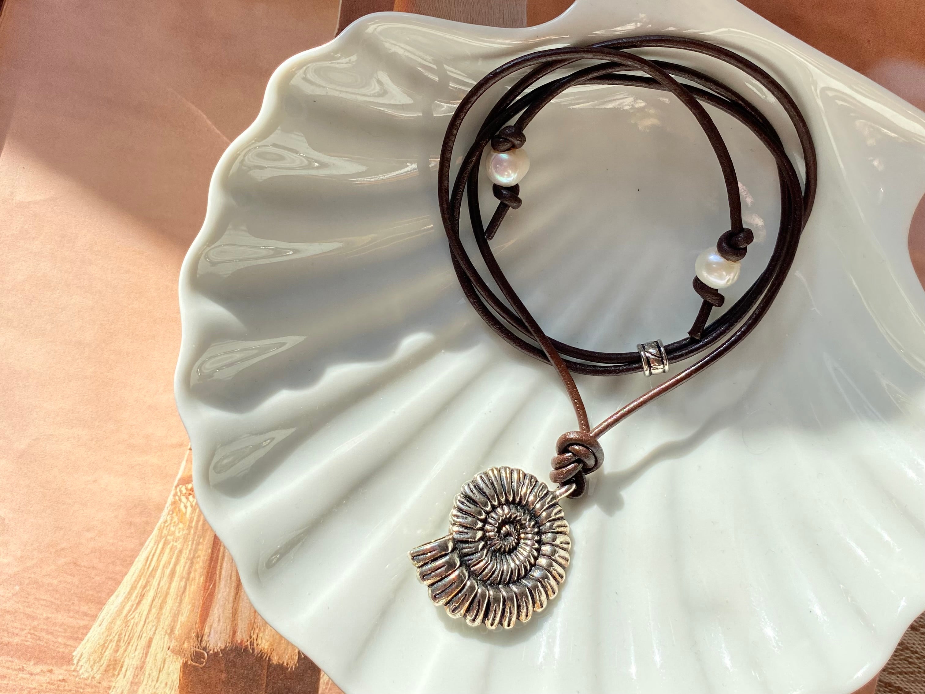 Nautilus Leather Cord Necklace