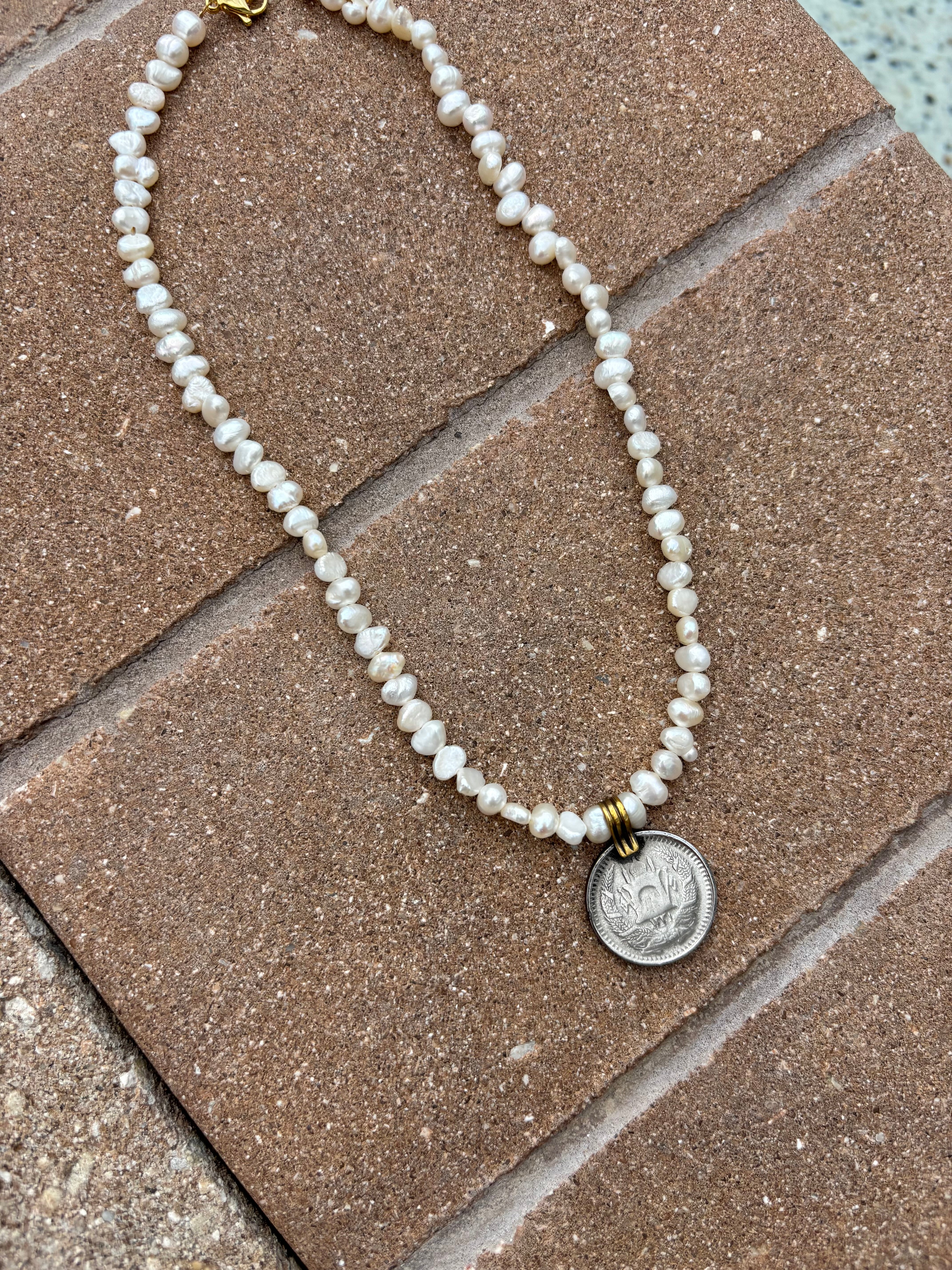 Vintage Coin Pearl Necklace