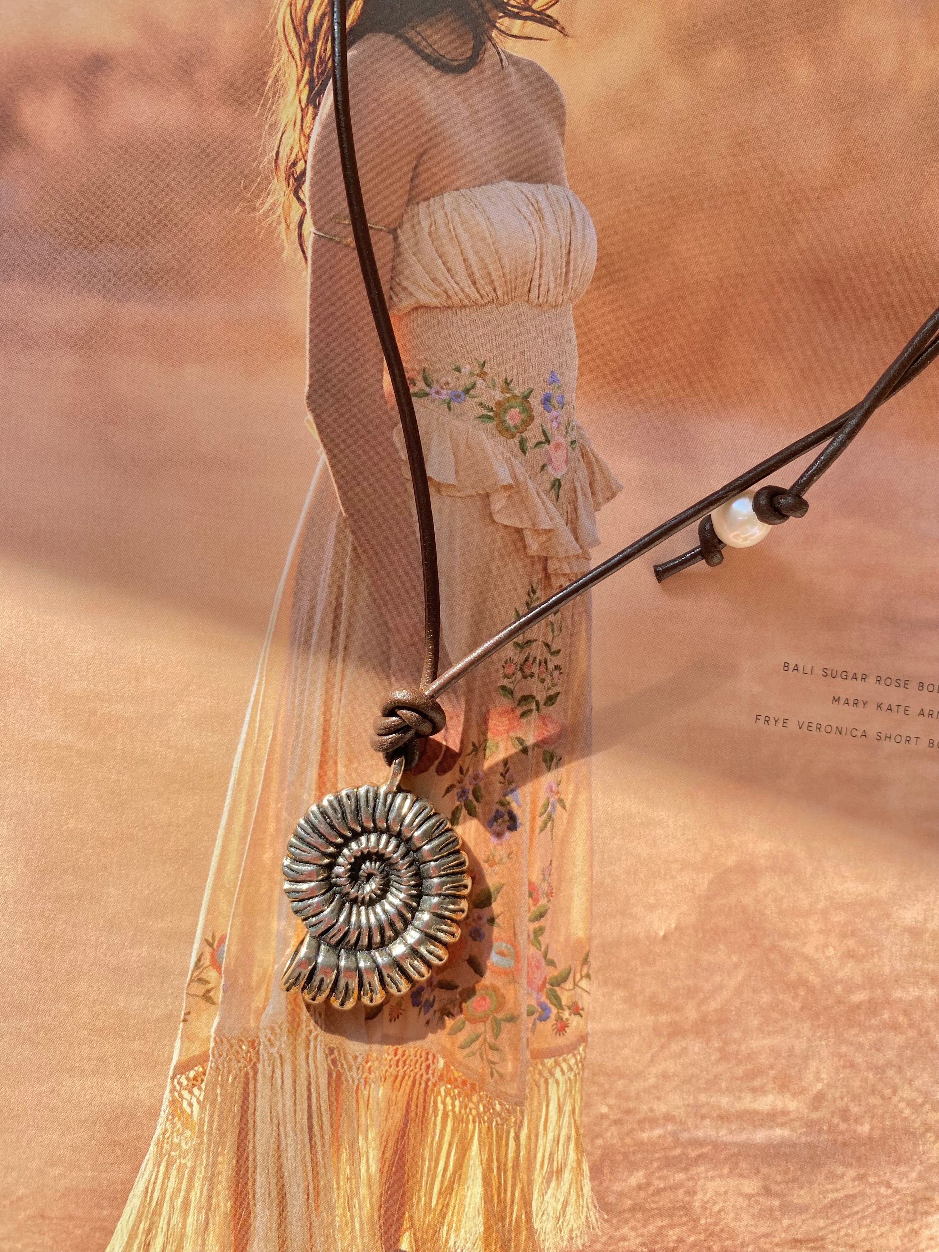 Nautilus Leather Cord Necklace