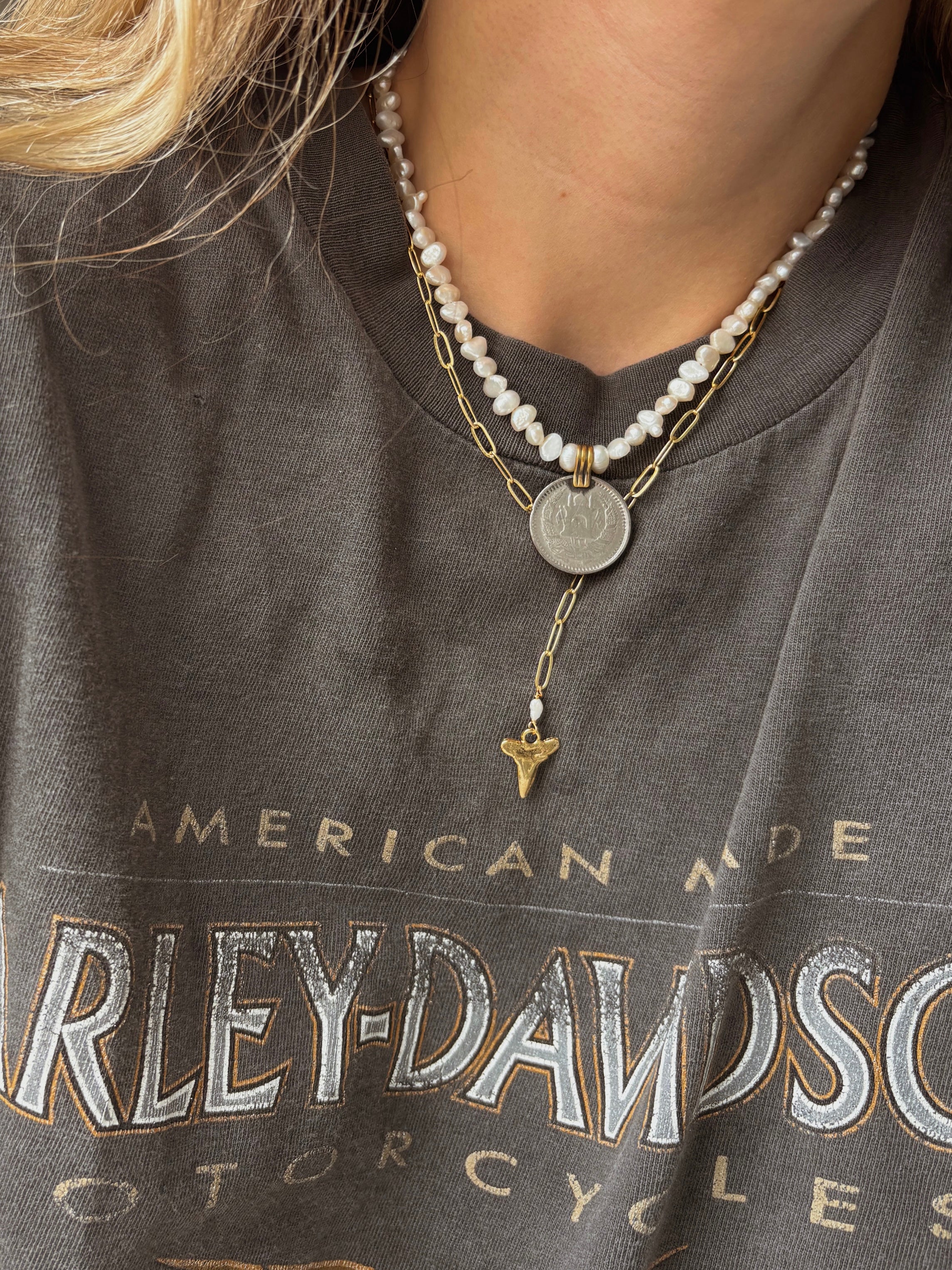 Vintage Coin Pearl Necklace