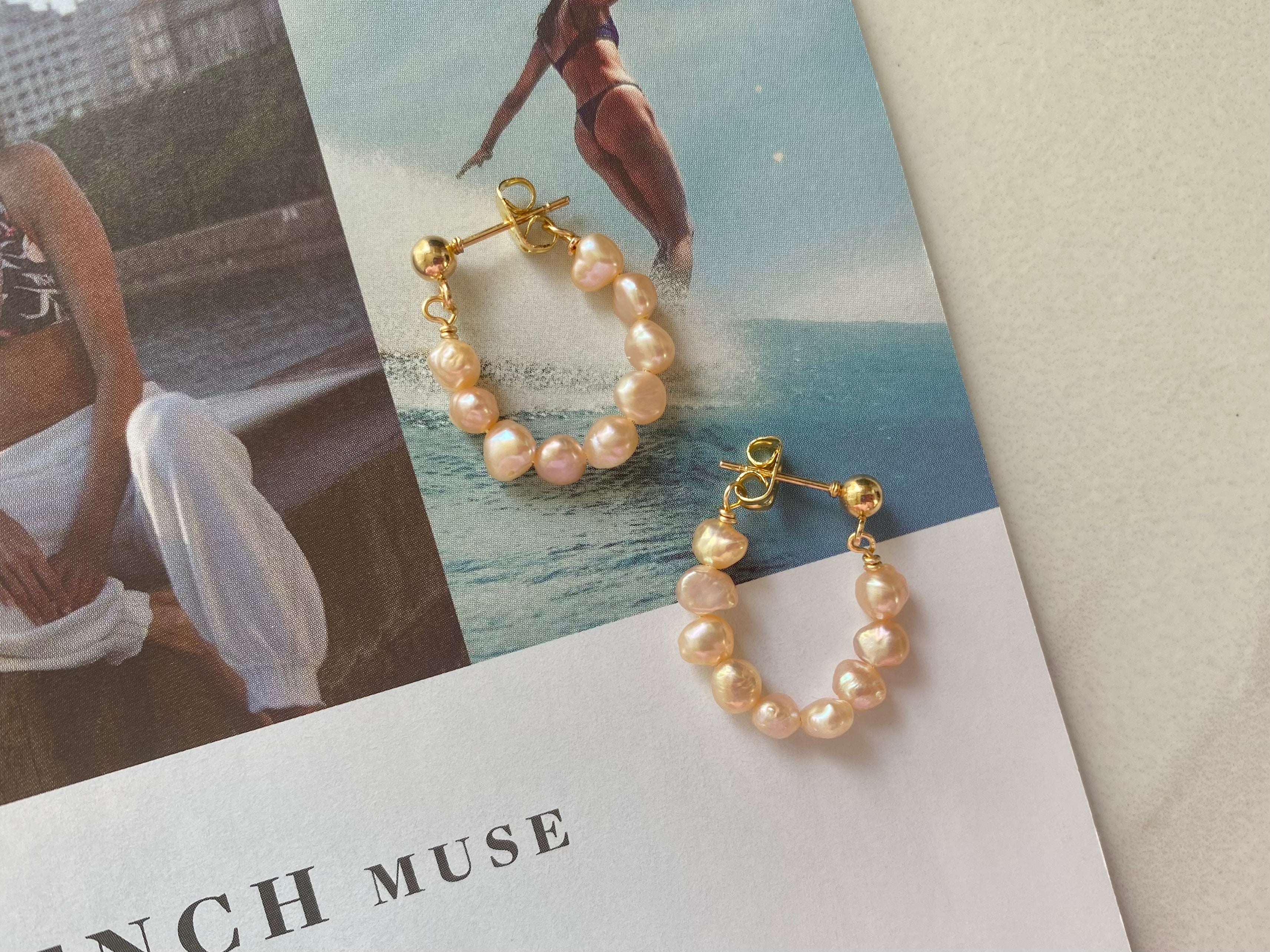 Mini Freshwater Pearl Stud Hoop Earrings