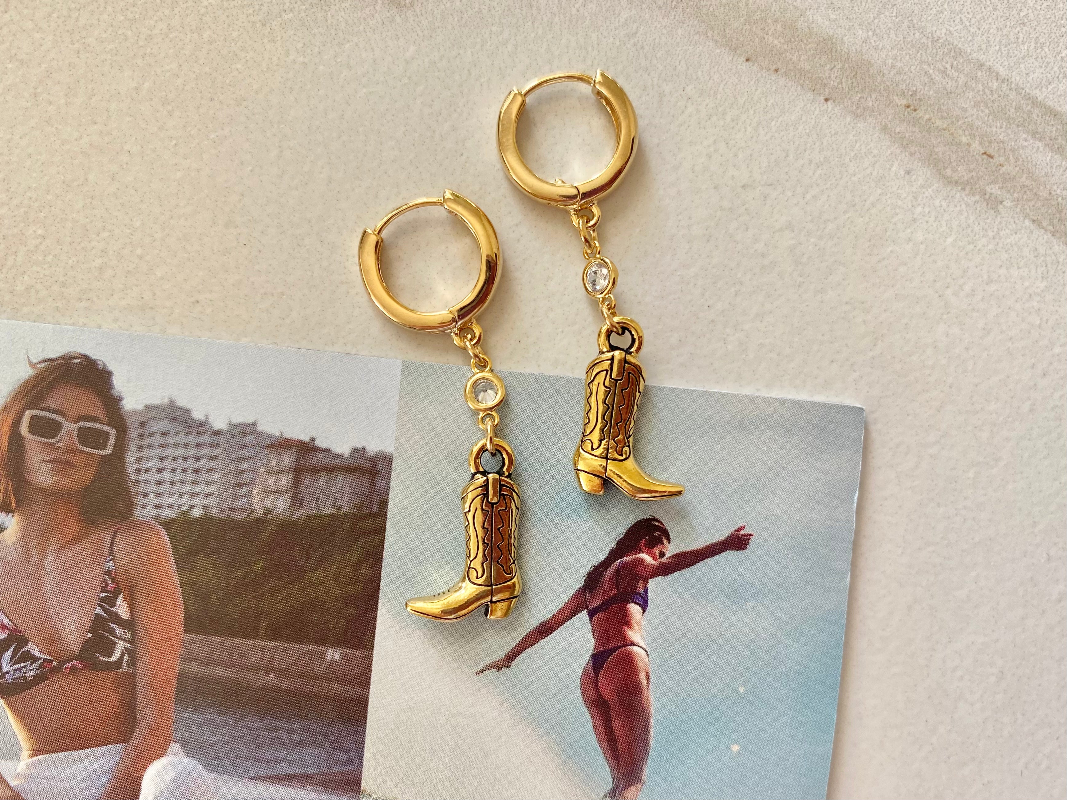 coastal cowgirl boot dangle earrings
