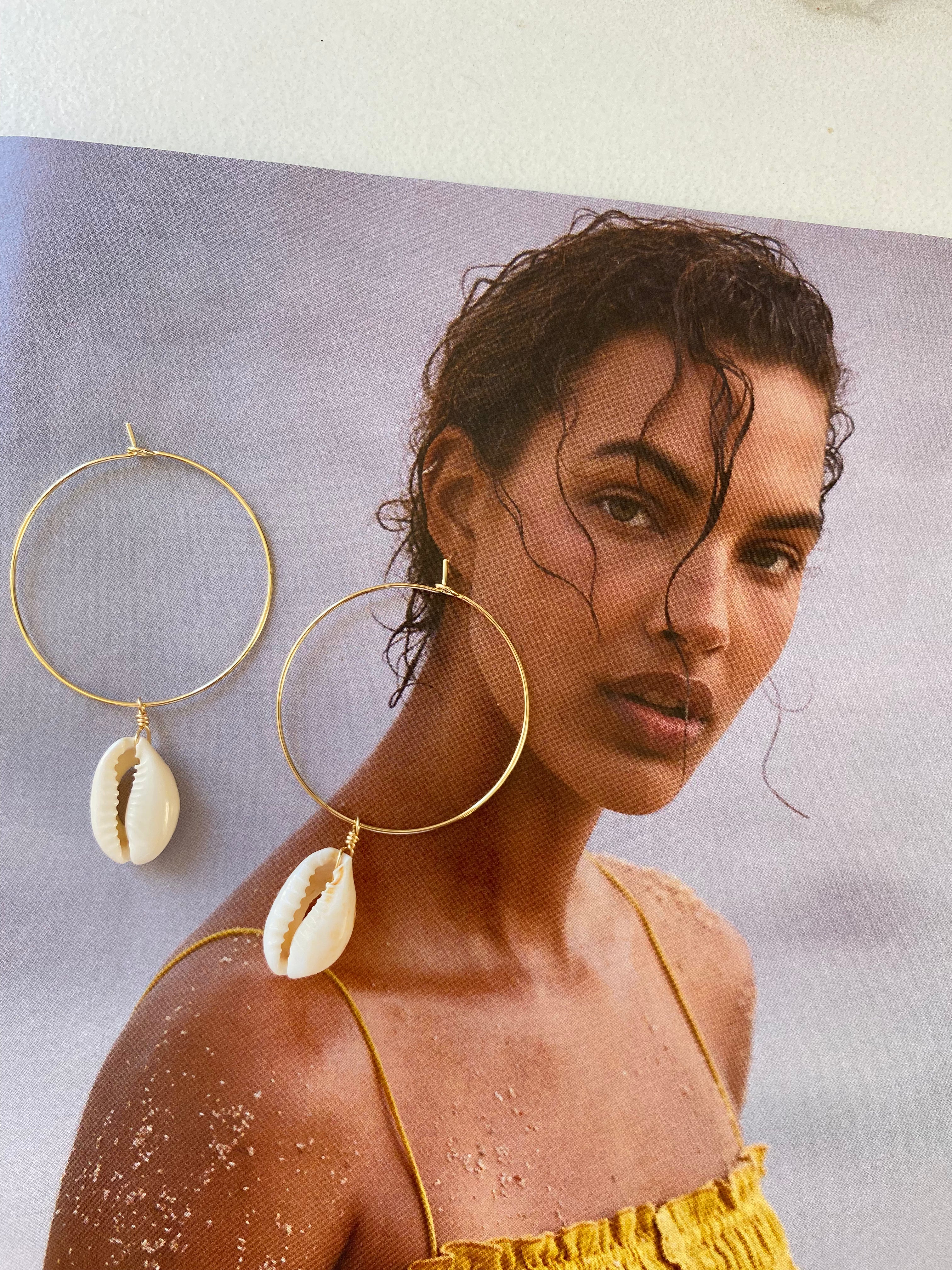 Cowrie Hoops