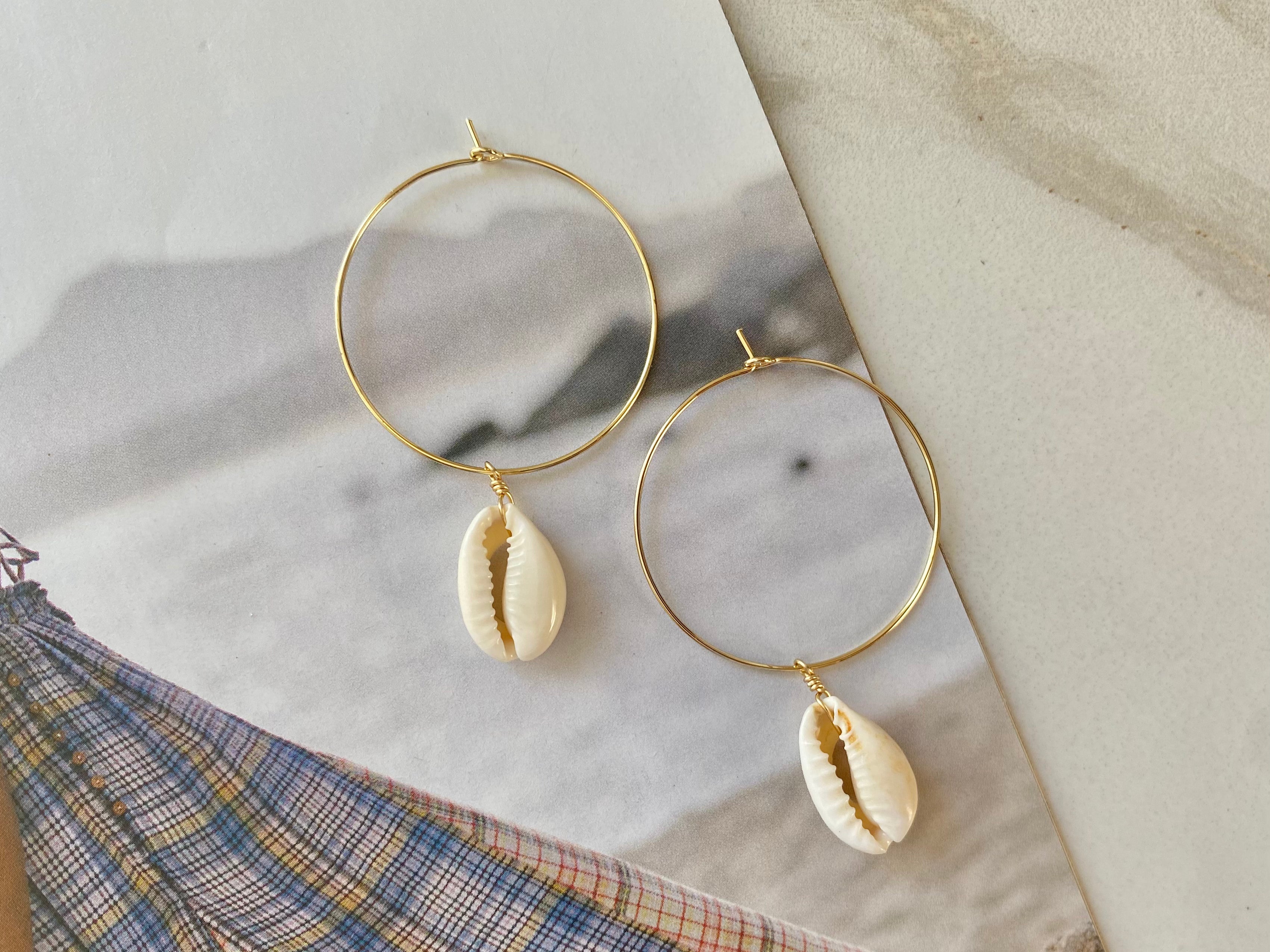 Cowrie Hoops