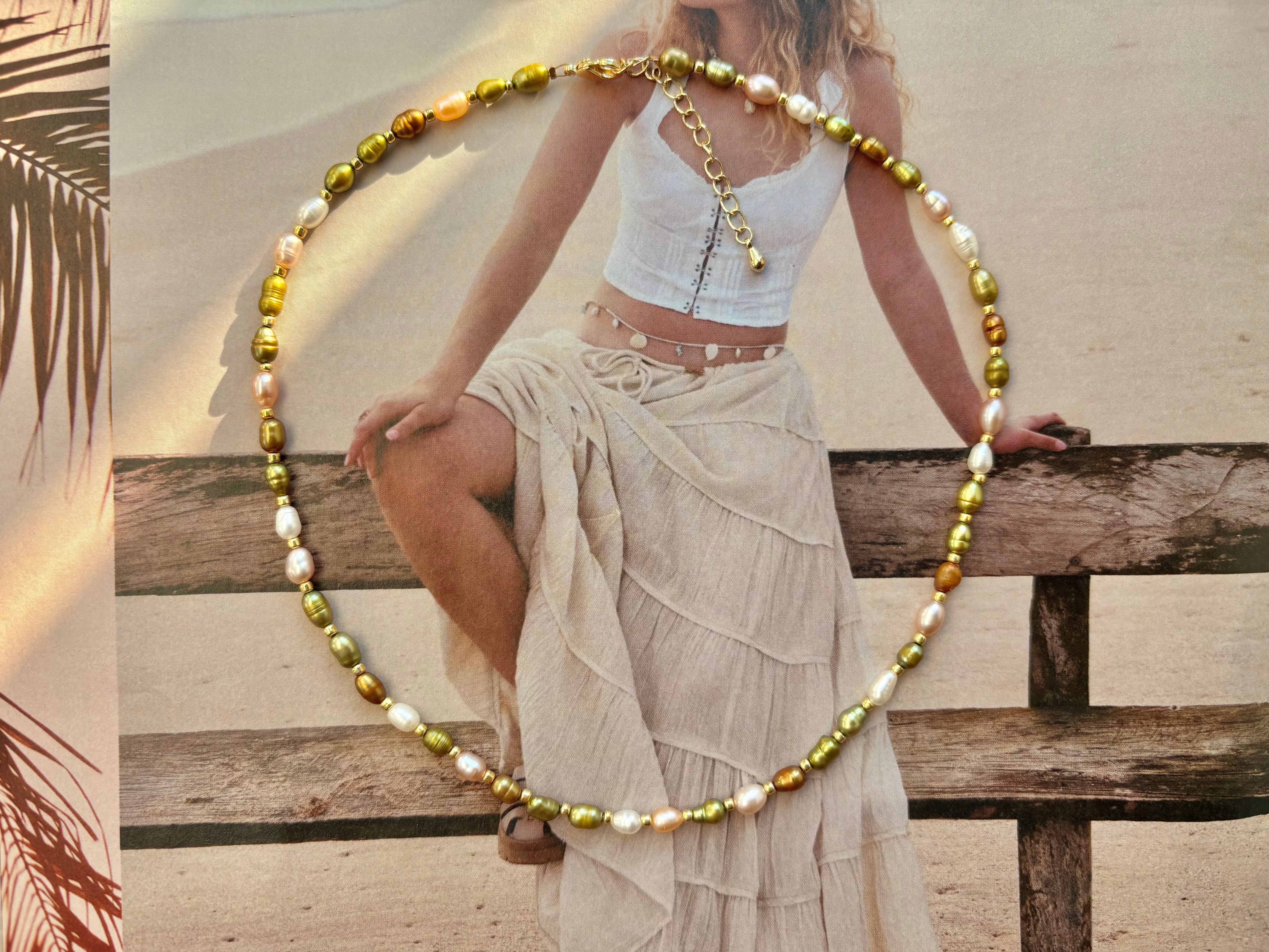 Olivine Pearl Necklace