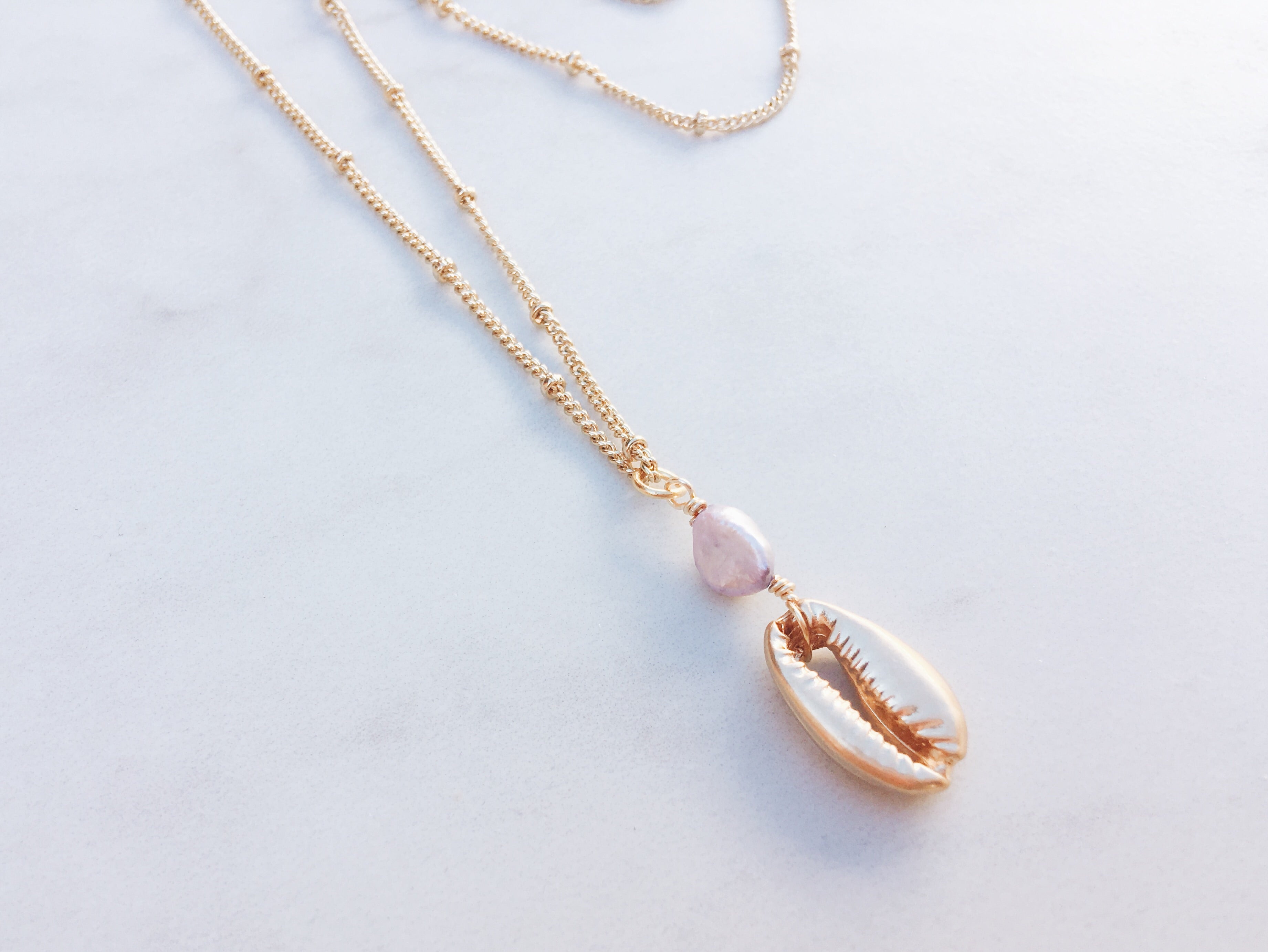 Cowrie Shell Pearl Necklace